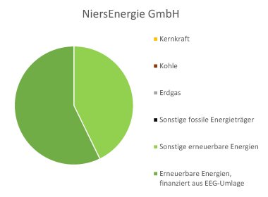 Circular diagram of the origin of electricity at NiersEnergie GmbH